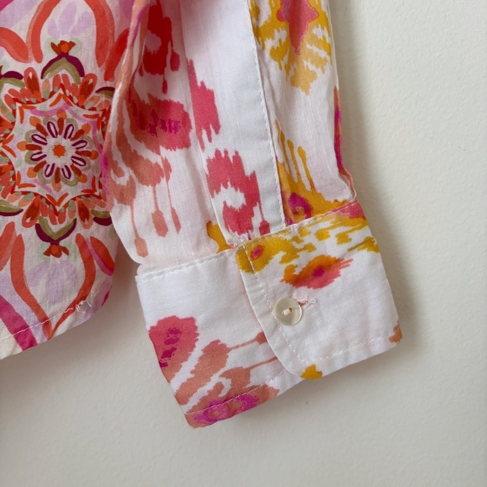 Calypso St. Barth Vibrant Mixed Print Button Up Shirt Small Resortwear - Picture 4 of 7